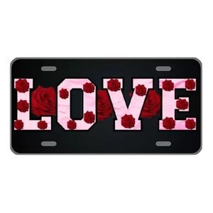Custom license plate Love in pink with roses